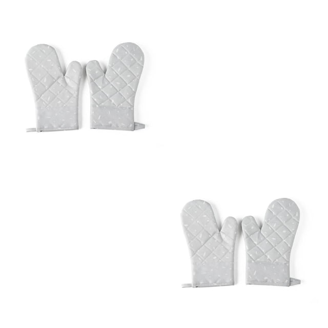 Naiovety 1 par de guantes de lona para horno microondas, portátiles, lavables, coloridos, colgantes, resistentes al calor, guantes protectores Gris 2piezas