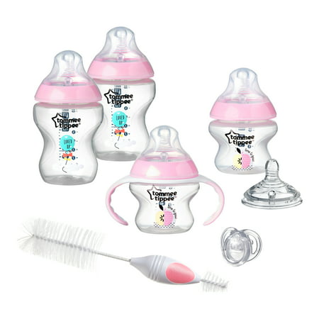 Tommee Tippee Closer to Nature, Newborn Baby Bottle Feeding Set, Pink,