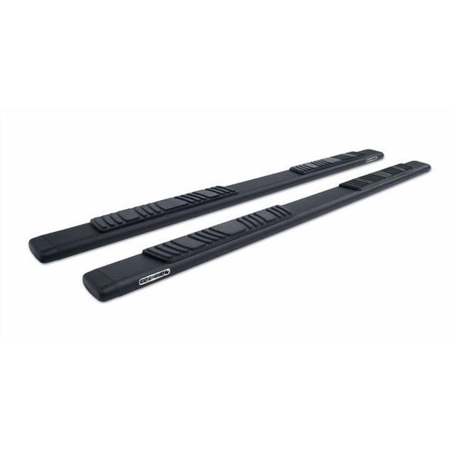 Go Rhino Nerf Bar 685404580T OE Xtreme Low Profile; With Step Pads; 5 Inch Oval Straight; Black Textured Powder Coated; Steel; With Plastic End Caps; Rocker Panel Mount