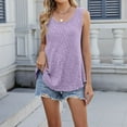 thumbnail image 4 of NINGMENG Womens Tops Solid Color Spring Round Neck Sleeveless Knit Vest Tops Pullover T Shirts Holiday Wear,Purple,L, 4 of 9