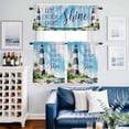 thumbnail image 2 of Lighthouse Kitchen Curtains Sets for Windows 24 Inch Length, Blue Coastal Nautical Ocean Beach Palm Tree Rod Pocket Window Treatments Tier Curtains and Valances Set for Bedroom/Bathroom, 2 of 8