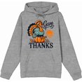 thumbnail image 4 of Give Thanks Turkey Sitting On Pumpkin Adult Heather Gray Long Sleeve Hoodie-XXL, 4 of 6