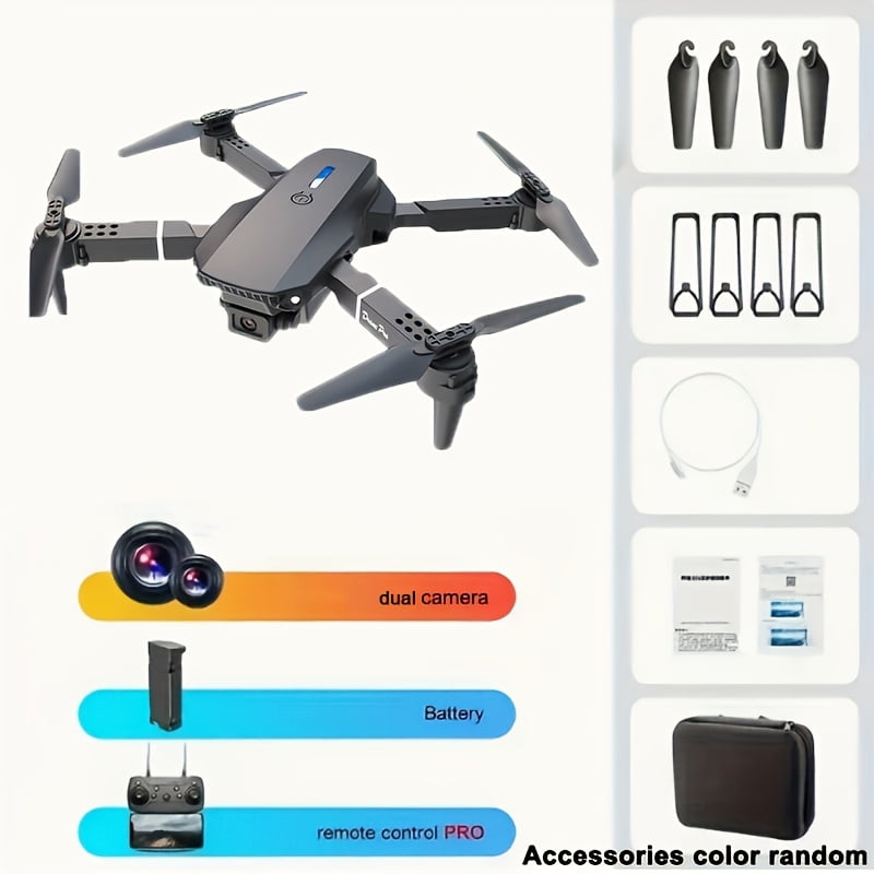 The E88 PRO Dual-camera Drone Features Stable Optical Flow, Is A Foldable Remote-controlled Drone, A Remote-controlled Drone Suitable for Beginners, And An Economical Indoor And Outdoor Aircraft