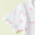 thumbnail image 6 of Hiijoy Girls Summer Outfits Bow Print Ribbed Short Sleeved Top Shorts Set, 6 of 8