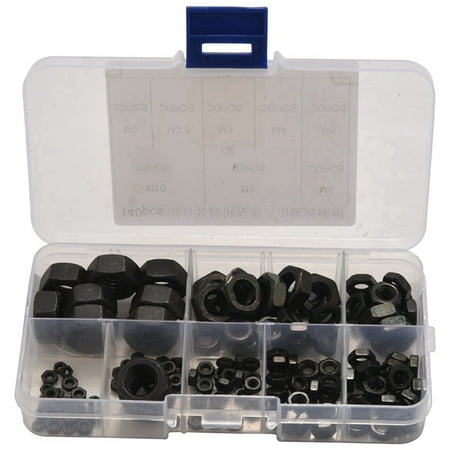

140PCS M2-M10 Carbon Steel Black Hex Nylon Insert Lock Nuts Self-Locking Lock Nuts Lock Nuts