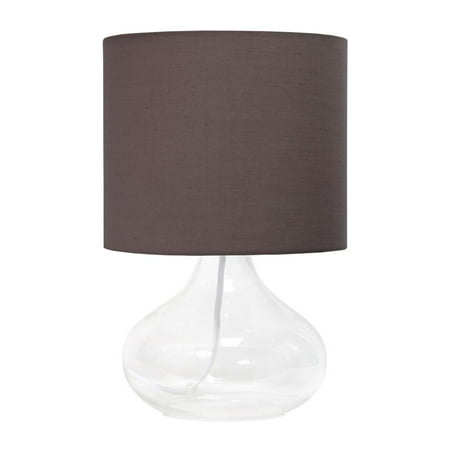 Simple Designs - Glass Raindrop Table Lamp with Fabric Shade - Clear/Gray