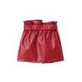 thumbnail image 2 of Gureui Toddler Kids Baby Girls Fall Winter A-Line Leather Skirt Solid Color High Waist Midi Skirt with Pockets and Belt, 2 of 6
