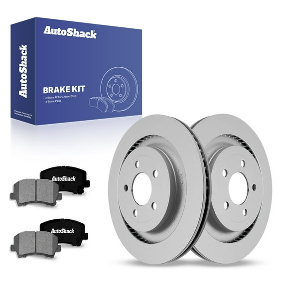 AutoShack 12.99" (330 mm) Rear Vented Brake Rotors Coated   Ceramic Brake Pads | Replacement for 2015-2023 Ford Mustang | 6-PC Brake Kit | ArmorStop