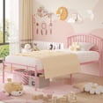 thumbnail image 5 of VECELO Twin Size Bed Frame with Arched Headboard, Metal Platform Bed Frame with Underbed Storage Space, Heavy Duty Slats, No Box Spring Needed, Easy Assembly, Pink, 5 of 10