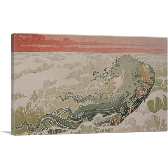 ARTCANVAS The Wave 1897 Canvas Art Print by Henri Privat Livemont - Size: 18" x 12" (1.50" Deep)