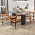 thumbnail image 4 of Gymax Dining Chair Set of 4 Faux Leather Upholstered Kitchen Side Chair w/ Curved Brown, 4 of 9