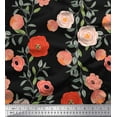 thumbnail image 1 of Soimoi Black Cotton Duck Fabric Leaves & Ranunculus Floral Print Sewing Fabric Yard 42 Inch Wide, 1 of 3