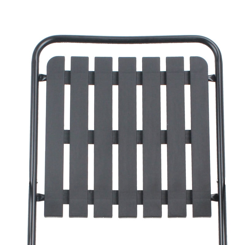 Howcool 3-Piece Outdoor Patio Chat Set, 2 Foldable Metal Chair & 1 Tempered Glass Side Table Bistro Set