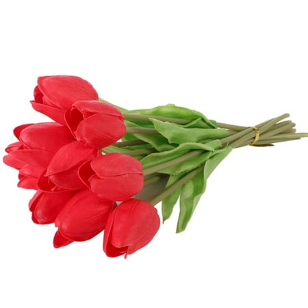 - Sweetsmile 1 Bouquet/10 Heads Fake Tulip Artificial Silk Flower Real Touch Bouquet Home Office Wedding Decor Artificial Flowers