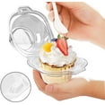 thumbnail image 4 of Cup X50 50 Pack Individual Cupcake Containers Stackable Single Compartment Cupcake Disposable Holder Box Deep Dome Clear Plastic White, 4 of 5