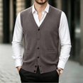 thumbnail image 2 of Atkumj Men's Sweater Vests Trendy Solid Color Button Down Knit Vest with Front Pockets Casual Comfortable V Neck Sleeveless Sweater Vest 2XL, 2 of 8