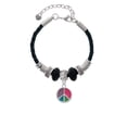 thumbnail image 2 of Delight Jewelry Silvertone Multicolored Peace Sign Lil Sister Celtic Knot Leather Bead Bracelet, 7"+2" Extender, 2 of 4