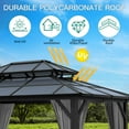 thumbnail image 3 of Luku Hardtop Gazebo with Polycarbonate Double Roof, Rust-Resistant Aluminum Frame, Curtains, Netting, All-Weather Sunshade Pavilion for Patio, Garden, Lawn, Outdoor Entertaining, 3 of 7