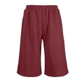 thumbnail image 5 of ZACPNCV Boys Girls Capri Sweatpants Elastic Waist Drawstring Lounge Capris Wide Leg Cropped Pants with Pockets Workout Joggers 11-12Years Burgundy, 5 of 9