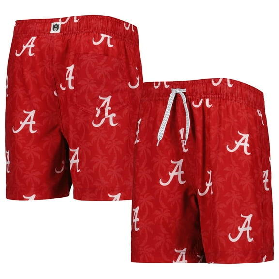 Youth Wes & Willy  Crimson Alabama Crimson Tide Palm Tree Swim Shorts