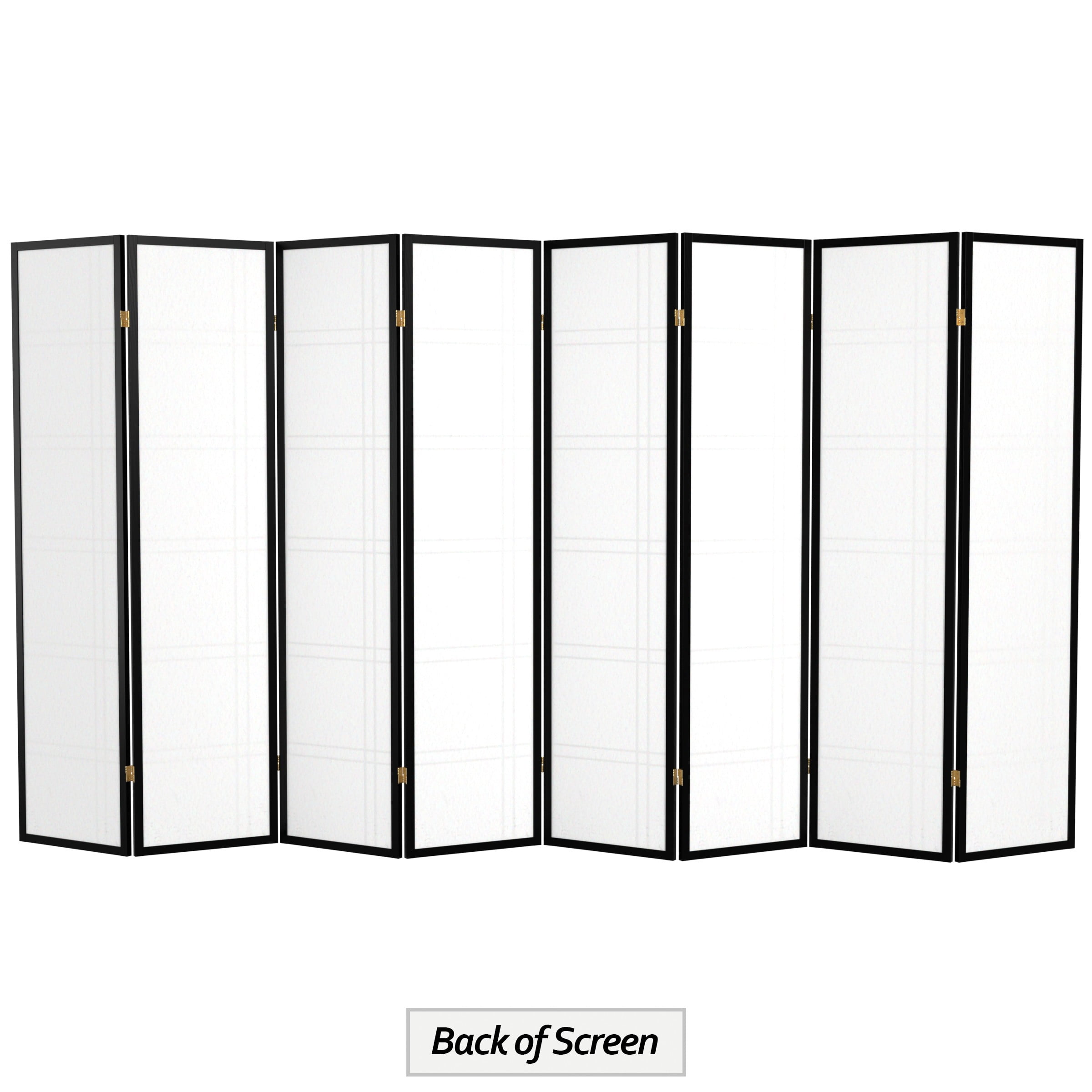6 ft. Tall Double Cross Shoji Screen - Black - 8 Panels