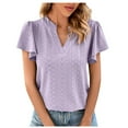 thumbnail image 1 of Birdeem Womens Spring and Summer Gold Lace Stitching V-Neck Solid Color Bottom T-Shirt Hollow Top, 1 of 8