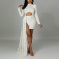 thumbnail image 4 of KaLI_store Formal Dresses for Women Wedding Guest Women's Deep V Neck Split Party Formal Bridesmaid Maxi Dress White,M, 4 of 4
