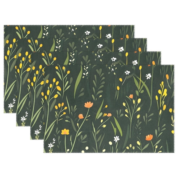 Ryvnso Placemats Set of 4 Leaf Flower Dining Mats Heat-Resistant Non-Slip Washable Table Mat