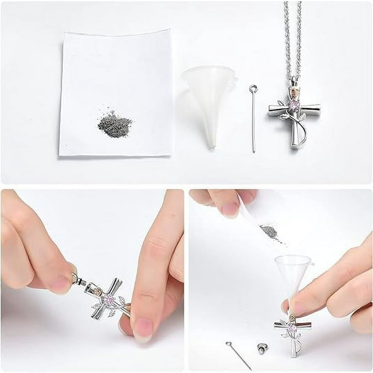 Rose Flower Cross Necklace for Ashes Stainless Steel