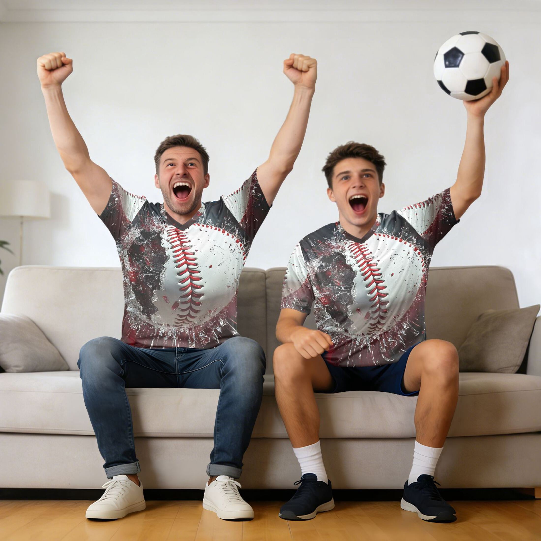 Baseball with Broken Glass Men's Sports Jerseys Athletic T-Shirt Football Referee Short Sleeves Shirt XL