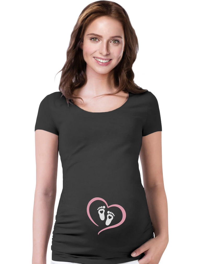 Very Cute Baby Boy Footprints Mom to Be Pregnant Maternity Shirt Gift Idea 