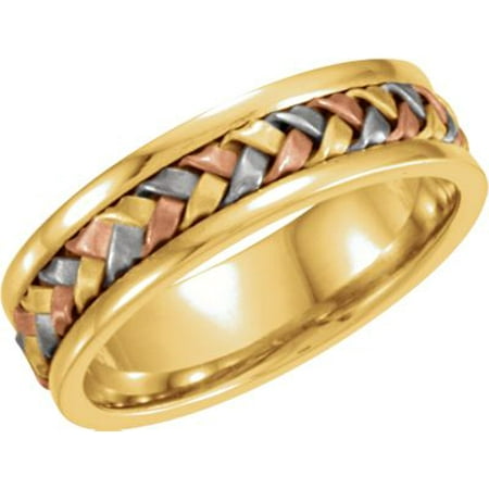 - 14kt Tri-Color 14kt 5mm Hand-Woven Band Size 10 50133 / 14Kt Yellow/White/Rose / 10 / 05.00 Mm / Tri Color Hand Woven Band