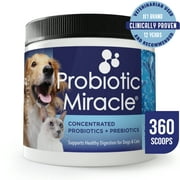 Probiotic Miracle | 360 Servings | Probiotics for Dogs and Cats  | Digestive, Gut & Immune Support | Prebiotics, No Fillers, No Flavors, Dairy Free. Made in USA