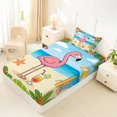 thumbnail image 4 of Castle Fairy Cartoon Beach Flamingo Twin Sheets 3pcs,Cocktail Hibiscus Tropical Border Bedding,Pink Sand,1 Fitted Sheet,1 Flat Sheet and 1 Pillowcase, 4 of 6