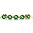 thumbnail image 2 of 18K Yellow Gold Plated Silver Rainforest Topaz and White Lab Grown Diamond Tennis Bracelet for Women (5.06 Cttw, Cushion Checkerboard 6MM, Gemstone Birthstone, Fully Adjustable up to 9 inch), 2 of 4