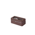 thumbnail image 4 of HomeRoots 469202 8 in. Brown Clear & Silver Faux Leather & Glass 6 Section Watch Box with Metal Accents, 4 of 8