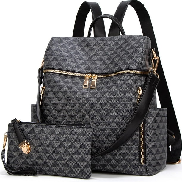 Makes Mochila Monedero para Mujer Bolso de Viaje de Cuero PU Bolso de diseño Convertible con Monedero 2 Piezas