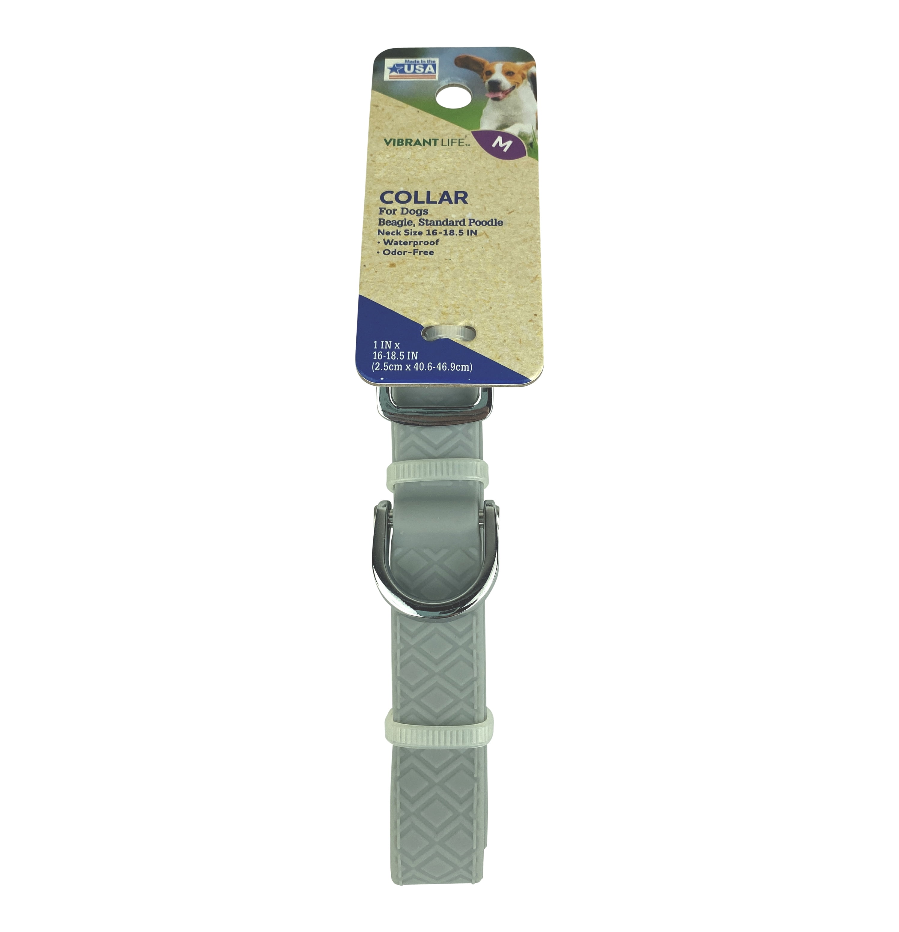 Vibrant Life Medium Dog Collar, Grey