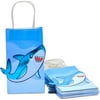15 Pack Shark Goodie Bags for Kids Under the Sea Themed Birthday Party Decorations (Blue, 9 x 5.3 x 3.15 In)