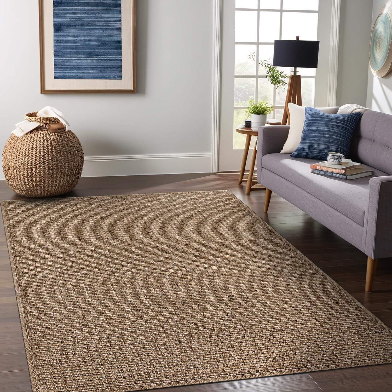 Beverly Rug Easy Jute Outdoor Indoor Non Shedding Easy-Cleaning Rug Natural 9x12