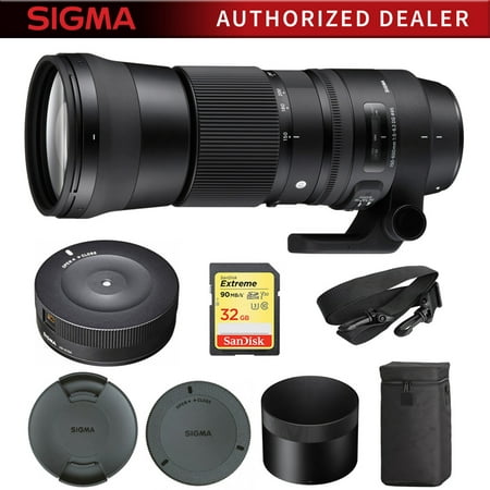 Sigma 150-600mm F5-6.3 DG OS HSM Zoom Lens Contemporary for Nikon DSLR Cameras (745-306) with Sigma USB Dock for Nikon Lens & Sandisk Extreme 32GB Professional SDHC Class 10 UHS-II Memory (Best Sigma Portrait Lens For Nikon)