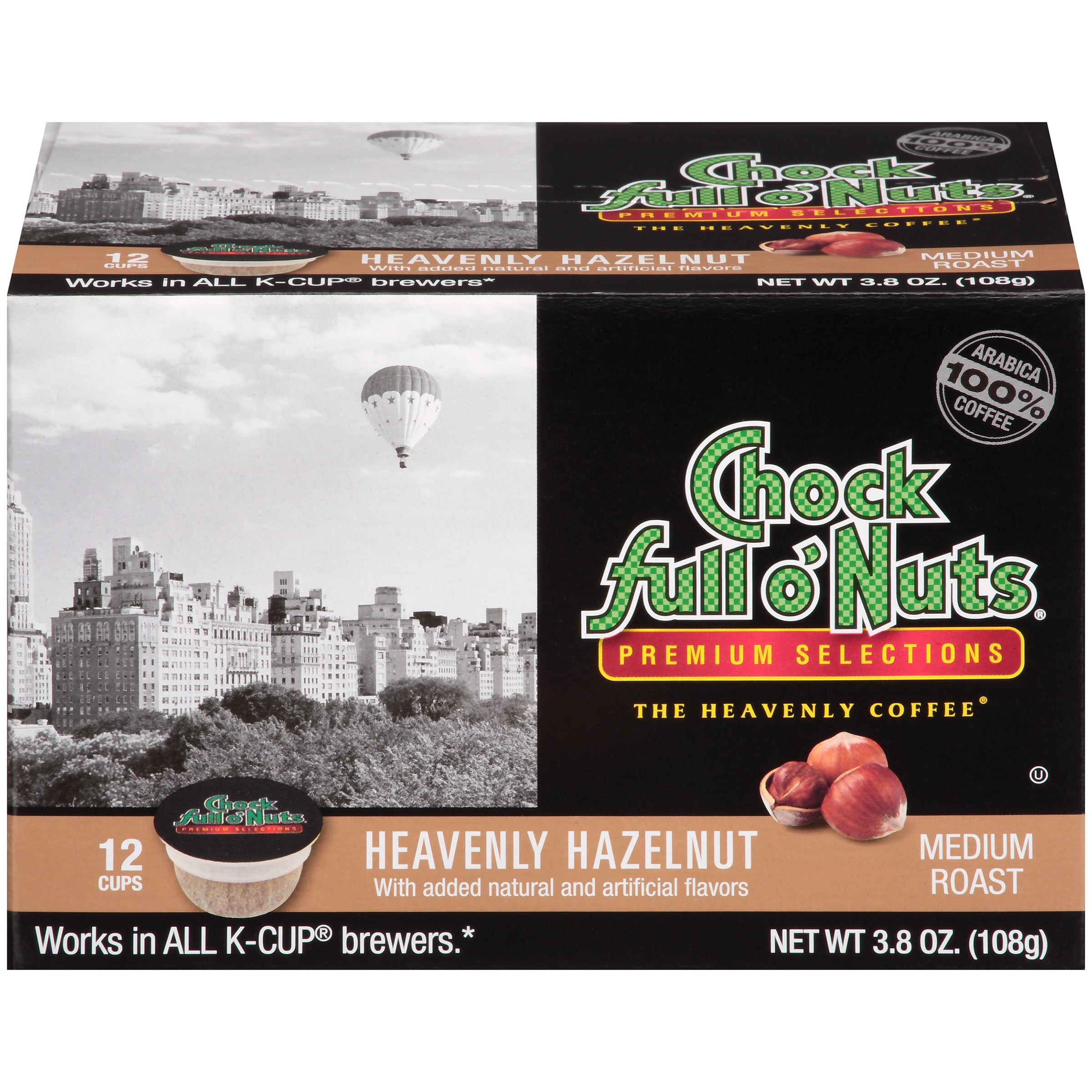 Chock full o'Nuts Heavenly Hazelnut KCup Coffee Pods, Medium Roast, 12
