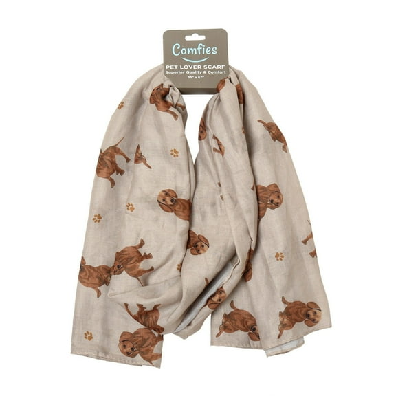 Red Dachshund Dog Lover Scarf - All-year-round scarf- Lightweight material, 67"