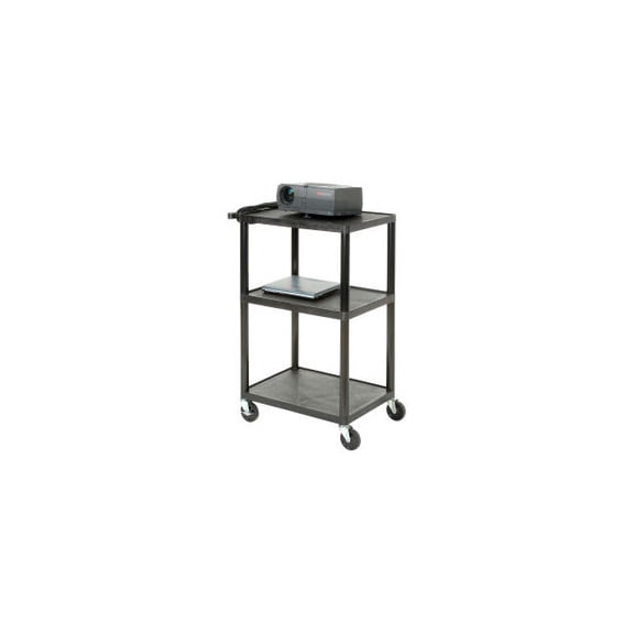 Luxor 18" x 24" x 34" Tuffy Two Shelf Flat Utility Cart With Electrical - Black