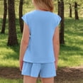 thumbnail image 7 of Caqnni 7-8 Years Teen Girls Short Sleeved Shorts Set Yoga Gym Outfit Lounge 2 Piece Yoga Tracksuit Casual School Outfits A15-Blue, 7 of 7