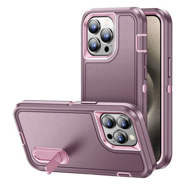 Tasnim Étui Rigide avec Support pour iPhone 15 Pro Max Defender, Triple 3 Couches Antichoc Robuste Defender Étui Rigide pour iPhone 15 Pro Max - Violet