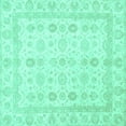 thumbnail image 1 of Ahgly Company Machine Washable Indoor Square Oriental Turquoise Blue Traditional Area Rugs, 5' Square, 1 of 4