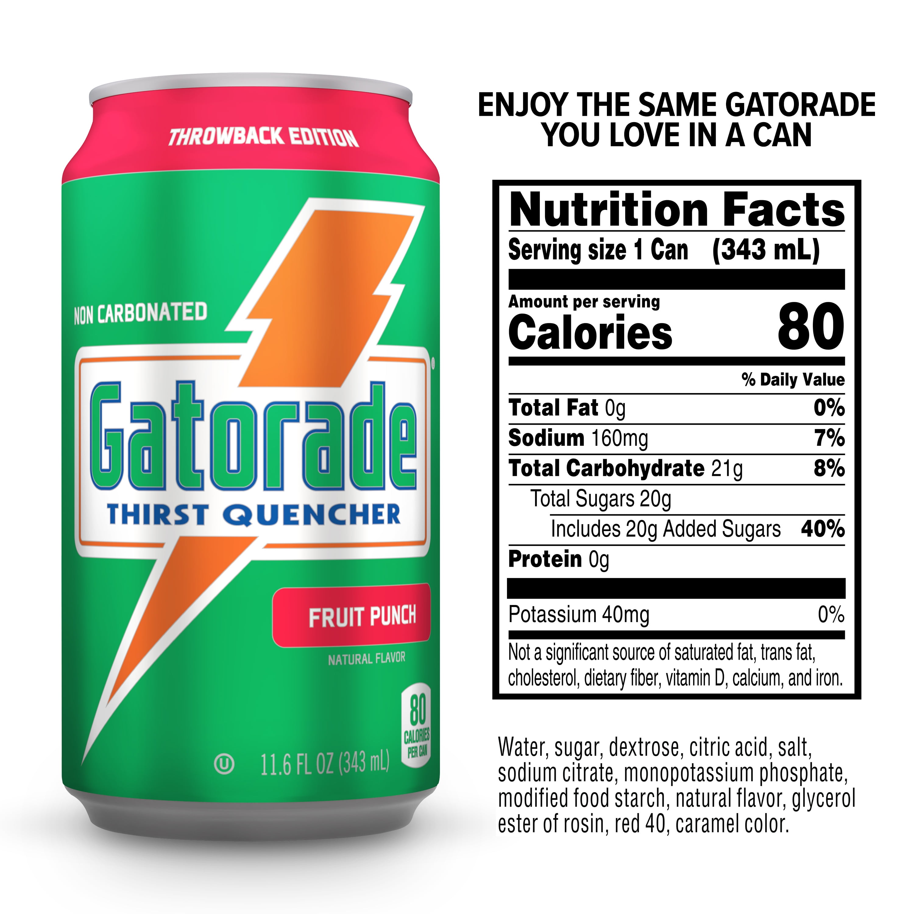 Gatorade Thirst Quencher Sports Drink Cans, Fruit Punch, Electrolytes, 11.6 fl oz Cans (18 Pack)