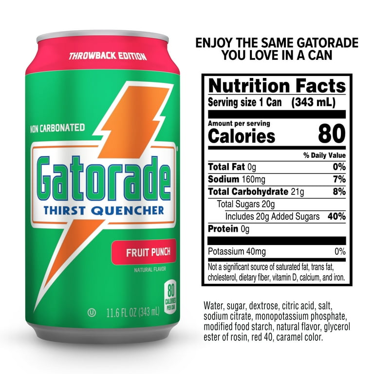 Gatorade Thirst Quencher Fruit Punch, 11.6 fl oz Cans, 18 Pack photo 2