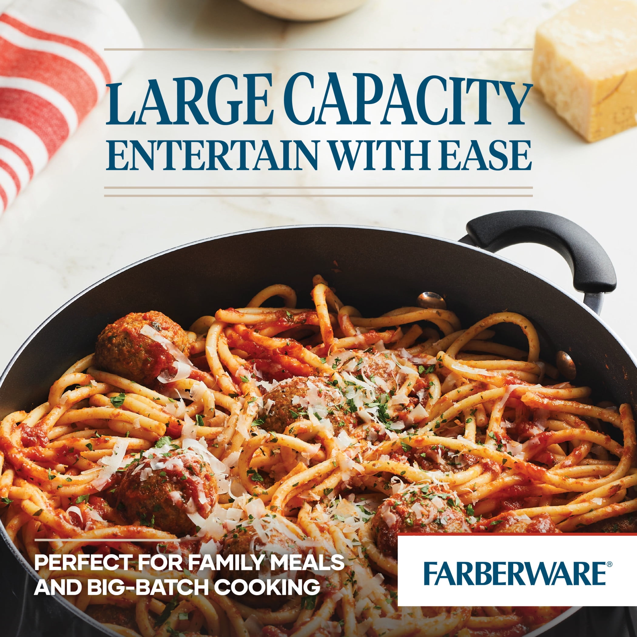 Farberware Easy Clean 8 Quart Nonstick Stockpot / Dutch Oven, Dishwasher Safe, Black